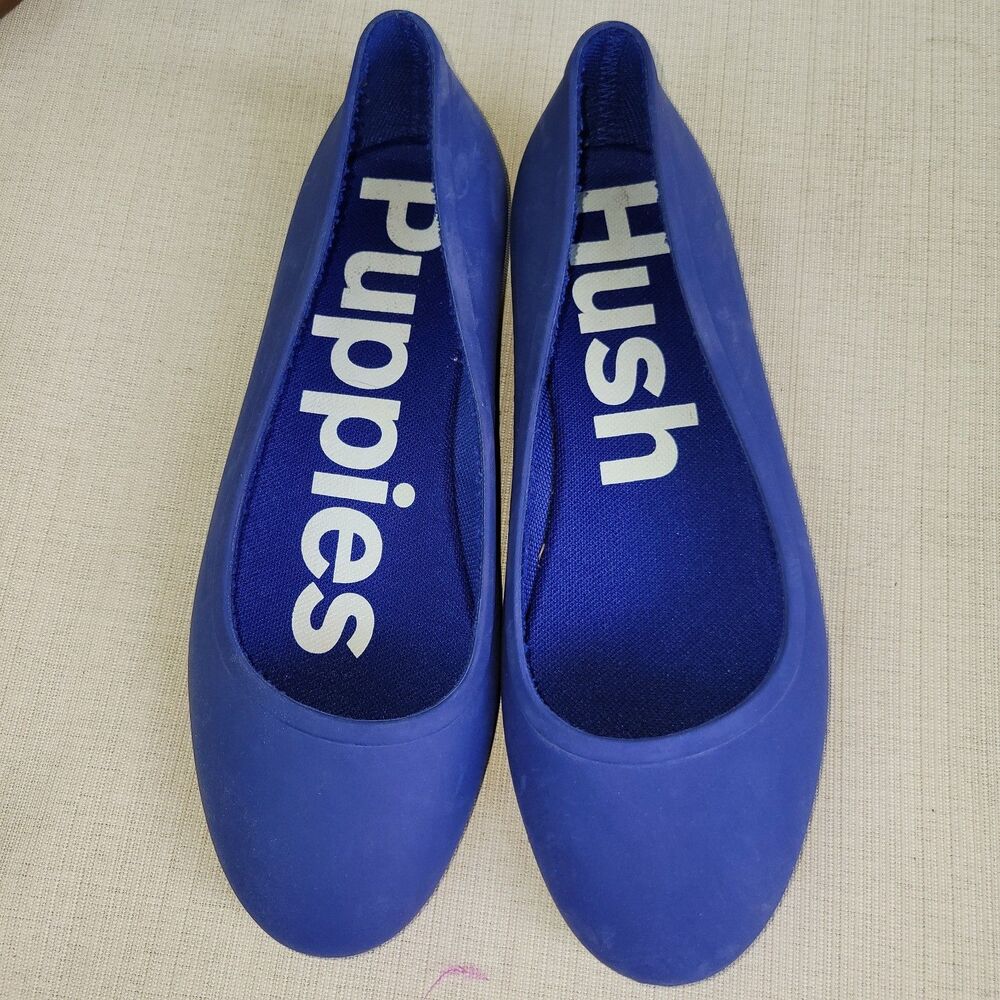 Hush Puppies Brite Pop Blue Violet Flats Shoes Size 9 Rubber Ballet Slip On